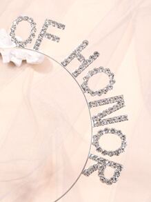 Rhinestone & Alloy Birthday Party Photo Booth Prop Headband For Women, Crown Shaped With Letter Detail