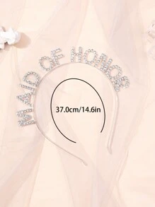 Rhinestone & Alloy Birthday Party Photo Booth Prop Headband For Women, Crown Shaped With Letter Detail