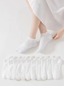 12 Pairs White High Heel Grip Ankle Socks For Women, Breathable & Sweat-resistant