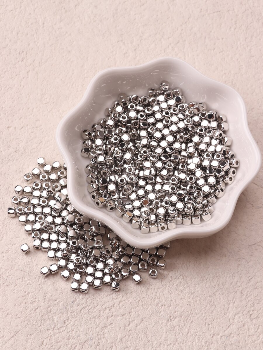 500入組ABS塑料小方形珠子DIY首飾製作 - 暗銀色 - 查看 1