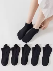 6pairs Women's Solid Color Simple And Breathable Anti-odor Short Socks