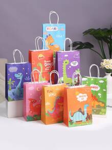 8pcs/Set 21*15*8CM Dinosaur Theme Gift Bags, Roaring Dinosaur Birthday Candy Packaging Bags, Suitable For Jungle Party Decorations - Multicolor - View 11