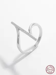 Vaerine 1pc Elegant & Creative & Unique & Personalized 925 Silver & Cubic Zirconia Design Ladies' Ring For Date To Show Elegant Gift