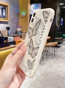 1 pièce coque de téléphone avec motif papillon et bordure mate beige perforée, anti-chute, compatible avec Apple/Redmi/OPPO/VIVO