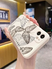 1 pièce coque de téléphone avec motif papillon et bordure mate beige perforée, anti-chute, compatible avec Apple/Redmi/OPPO/VIVO