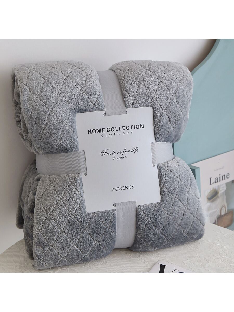 1入組厚法蘭絨切花格紋素色床單適用於四季