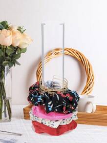 1個髮圈收納盒,髮圈架,髮圈收納器,髮圈收納框架,適用於女孩房間收納髮飾、珠寶塔 - 無色 - 查看 4