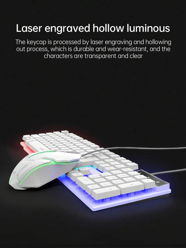 LED Backlit Luminous Mechanical Gaming Keyboard and Mouse Set SHEIN USA