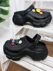 2023 Latest Simple And Fashionable Colored Geometric Heart Wedge Heel Platform Hollow Shoes