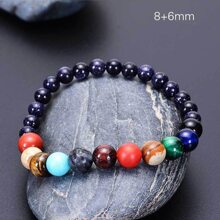 复古天然蓝色砂岩八大行星手链，太阳系星系行星手链，情侣礼物（请勿用力拉扯弹力绳） - 八大行星手鍊 - 查看 10