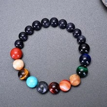 复古天然蓝色砂岩八大行星手链，太阳系星系行星手链，情侣礼物（请勿用力拉扯弹力绳） - 八大行星手鍊 - 查看 7