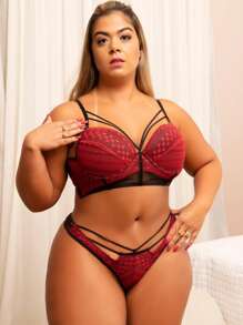 Plus Size Sexy Lingerie - Rojo - Ver 4