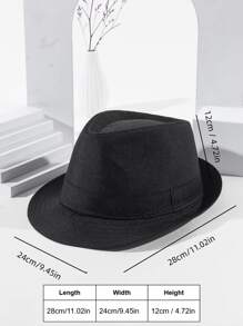 Hombres 1 pieza Fedora unicolor cinta casual para diariamente - Negro - Ver 6