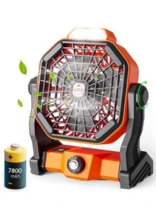 Camping Fan, Desktop Rechargeable Tent Fan - Orange - View 1