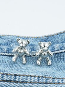 2pcs Bear Design Waist Adjustment Buckle - Silver - View 1