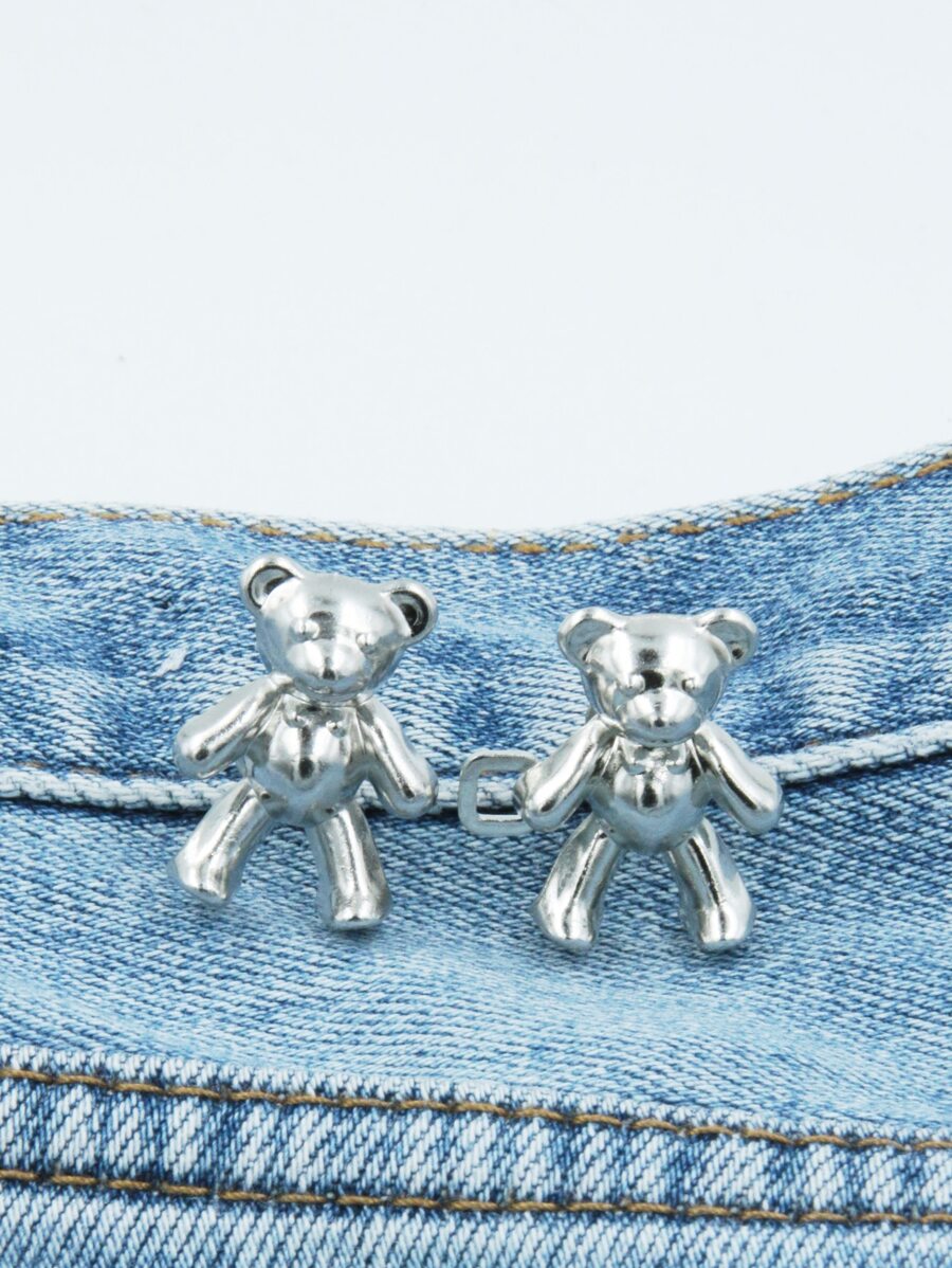 2pcs Bear Design Waist Adjustment Buckle - Silver - View 1