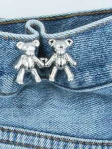2pcs Bear Design Waist Adjustment Buckle - Silver - View 3