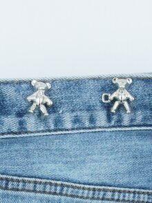 2pcs Bear Design Waist Adjustment Buckle - Silver - View 2