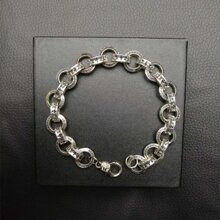 1入組男士十字形手環帶吊墜適用於情侶,復古個性化和嘻哈風格腕帶 - 復古銀色 - 查看 4