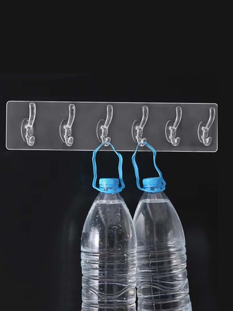 1 st stansfri sexradig krok stark klistermärke sömlös väggmonterad klädkrok badrum badrumstillbehör badrumsverktyg