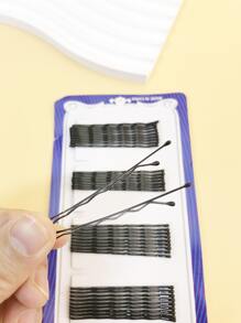 1套36入組素色髮夾和髮夾，適用於髮型設計髮髻和髮髻髮型、鱷魚夾、髮夾、女士髮飾 - 黑色 - 查看 3