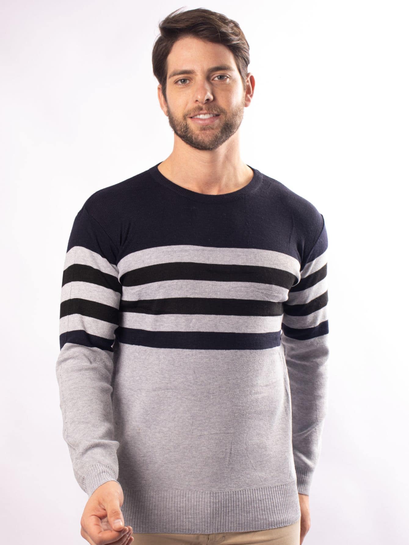 Sueter Masculino Blusa de Lã Masculina Vukkin - Cinza - Visão 1