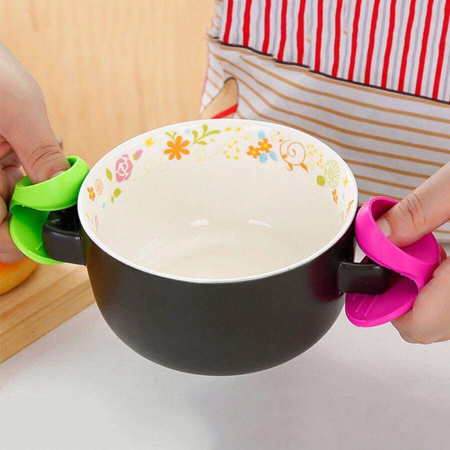 5pcs Solid Silicone Anti-scalding Clip - Pink - View 1