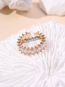 Fashionable Elegant All-match Square Shape Full Diamond Adjustable Free Size Women's Ring