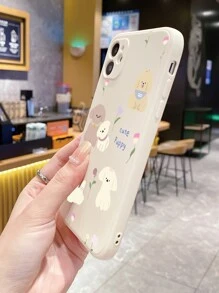卡通狗和標語圖案手機殼 - 米色 - 查看 5