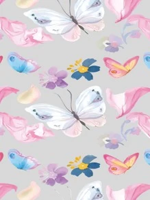 蝴蝶和花朵图案手机壳 - 米色 - 查看 6