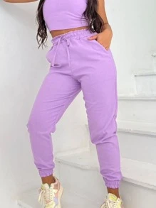 Women Pants - Lilac Purple - View 1