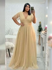 Plus Size Dresses - 金色 - 查看 1