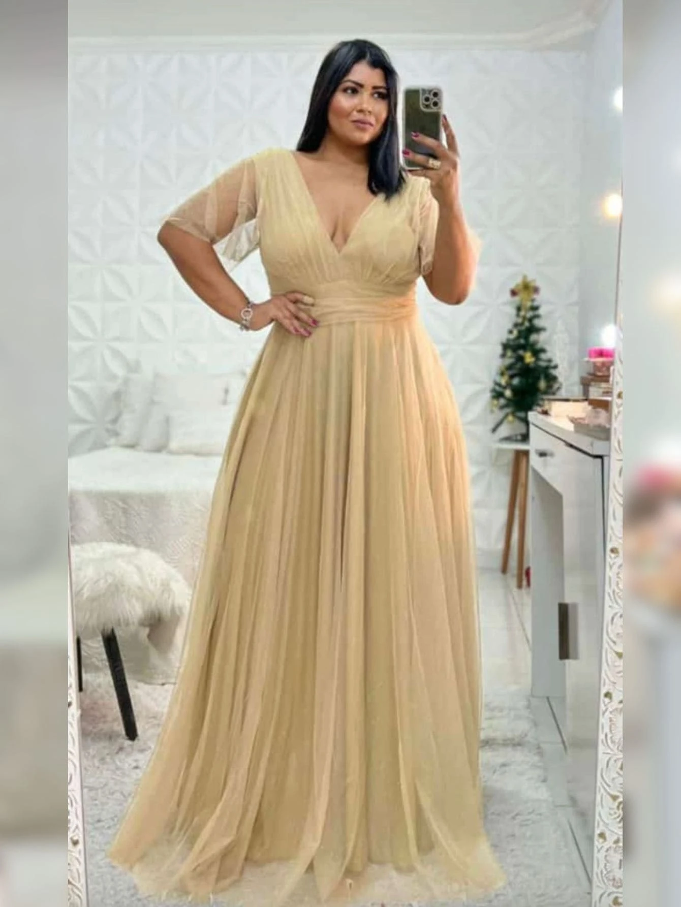 Plus Size Dresses - 金色 - 查看 1