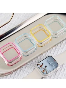 Capa Case Capinha Para Relogio smartwatch Em Acrilico Apple Watch Case com Bordas Coloridas Neon  38mm 40mm 41mm 42mm 44mm 45mm - Verde - Visão 4