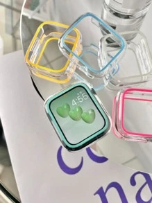 Capa Case Capinha Para Relogio smartwatch Em Acrilico Apple Watch Case com Bordas Coloridas Neon  38mm 40mm 41mm 42mm 44mm 45mm - Verde - Visão 3