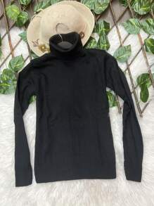 Women Knit Tops - Black - View 2