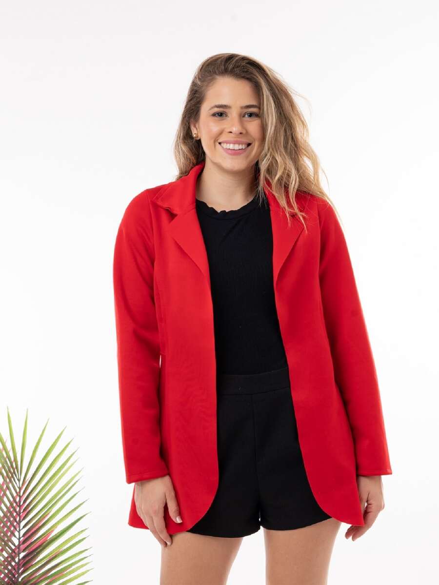 max blazer de neopreme de feminina - Vermelho - Visão 1