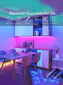 MUSIC 44KEY LED Strip Lights, Color Changing Lights Music Sync Smart LED Lights Work App Control Segmented DIY Multiple Colors, Color Changing Lights Music Sync, BT5.0 LED Light Strip for Bedroom - Multicolor - View 6
