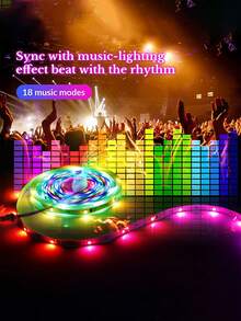 MUSIC 44KEY LED Strip Lights, Color Changing Lights Music Sync Smart LED Lights Work App Control Segmented DIY Multiple Colors, Color Changing Lights Music Sync, BT5.0 LED Light Strip for Bedroom - Multicolor - View 3