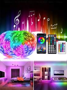MUSIC 44KEY LED Strip Lights, Color Changing Lights Music Sync Smart LED Lights Work App Control Segmented DIY Multiple Colors, Color Changing Lights Music Sync, BT5.0 LED Light Strip for Bedroom - Multicolor - View 1
