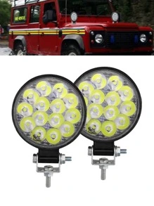 Par Faros 14 LED luces delanteras redondos mini 3 pulgadas off road coche/moto universales - Blanco - Ver 1