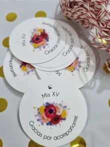 50 etiquetas colgantes para xv años, quinceañera, etiquetas con hilo, recuerdo - Rojo - Ver 2