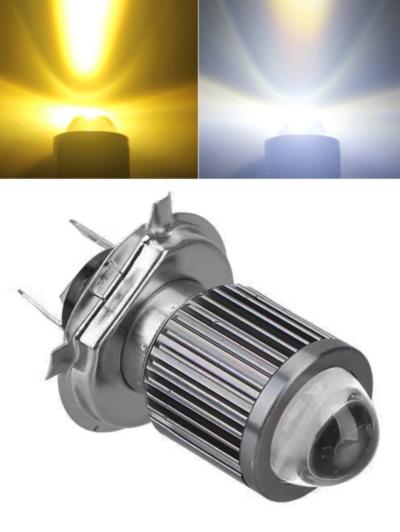 Foco LED luz delantera proyector doble color  H4 12000Lm alta/baja para motocicleta - Negro - Ver 1