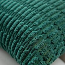 黑暗綠色時尚舒服燈芯絨波西米亞條紋柔軟素色裝飾方形枕套(枕芯不包含) - 墨綠色 - 查看 5