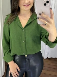 Women Blouses - Army Green - View 3