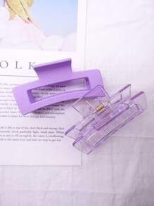 2pcs/set New Style Minimalist Medium Purple-red Hair Claw Clip In Rectangle Shape For Young Girls - Mauve Purple - View 4