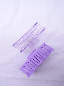 2pcs/set New Style Minimalist Medium Purple-red Hair Claw Clip In Rectangle Shape For Young Girls - Mauve Purple - View 5
