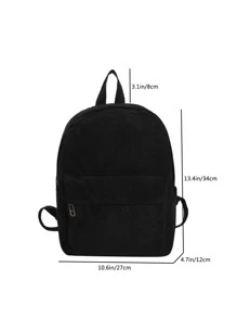 Fashionable Solid Colour Corduroy Dual-use Backpack - Black - View 3