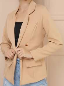 Women Blazers - 杏色 - 查看 6