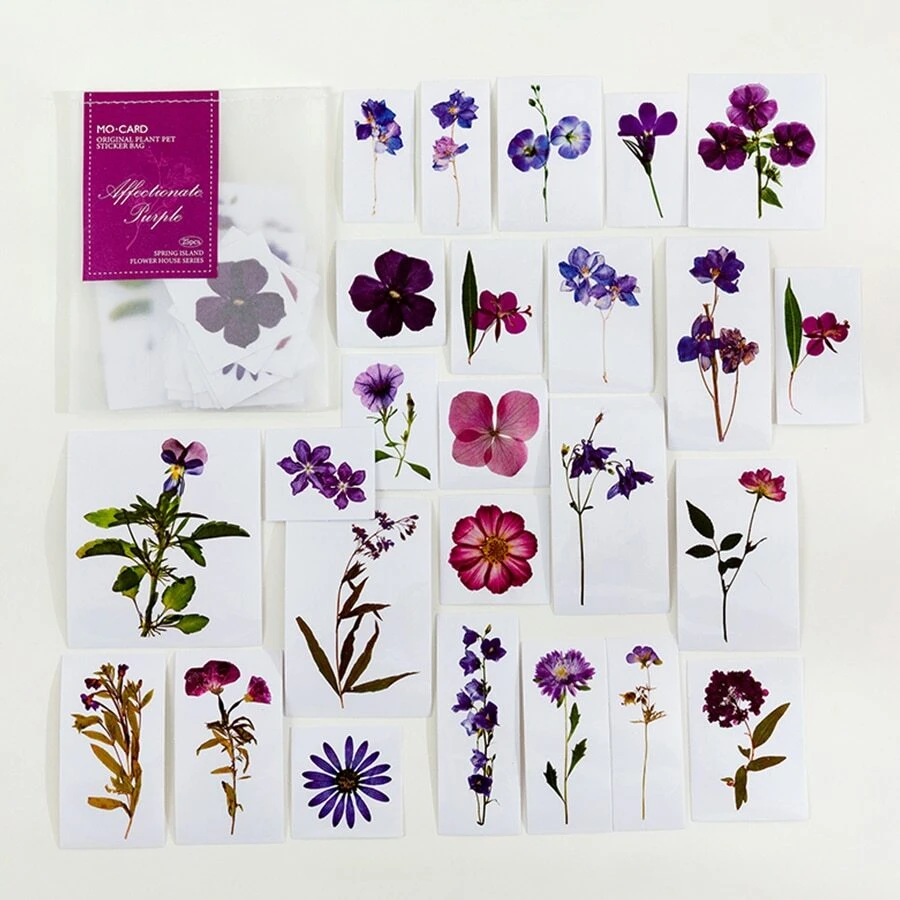 A裝飾貼紙A彩色植物和花口袋材料 - 杏色 - 查看 1